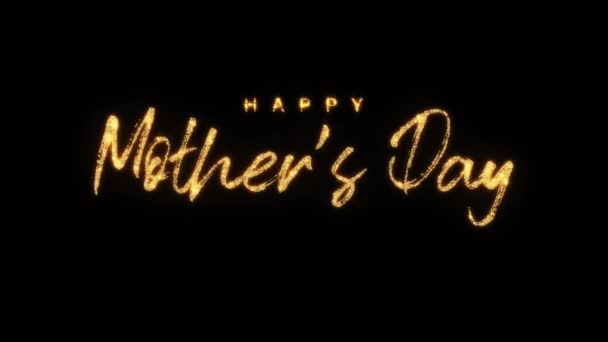 Abstract Loop Golden Text Star Glow Flickering Happy Mothers Day — 图库视频影像