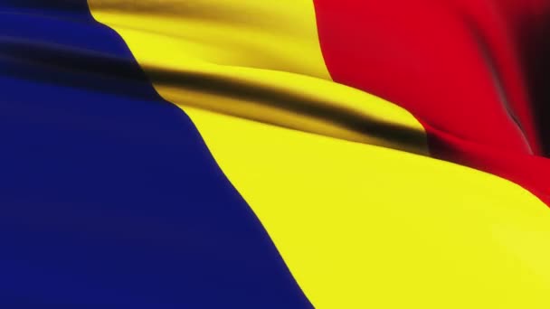 Loop Romania Flag Waving Wind Texture Background Romania Flag Video — Stockvideo