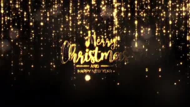 Merry Christmas Happy New Year Golden Cinematic Title Text Gold — Stock video