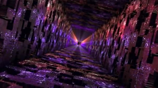 Thank You Pink Word Cinematic Pink Dark Tunnel Futuristic Technology — Video Stock
