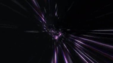 Abstract loop dark purple blue flicker streak star shine light tunnel.4K 3D fractals seamless loop infinite complex glowing radial light streaks.