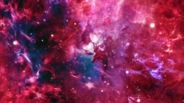 Space Flight Exploration Nebula Travel Lagoon Nebula Deep Space Flying — Stock Video