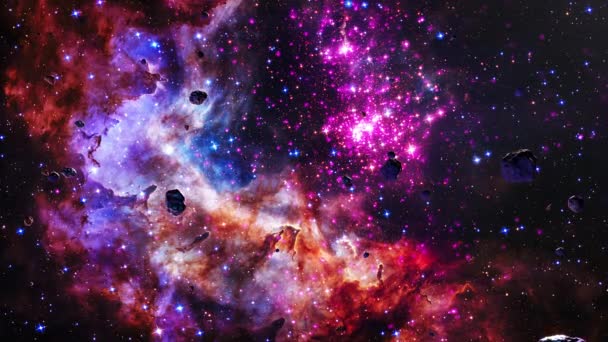 Galaxy Space Lotu Poszukiwania Skał Kosmicznych Scence Przez Kosmos Westerlund — Wideo stockowe