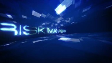 Risk Yönetimi Teknolojisi Fütüristik Sinema Arkaplanı. Ağ teknolojisi tanıtımı için Risk Yönetimi Teknolojisi animasyonu.