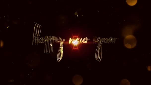 Mutlu Yıllar Sinematik Başlık Karavanı Animasyonu Havai Fişek Patlaması Işaret — Stok video