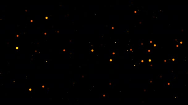 Schleife Leuchten Orange Rote Sternenstaubpartikel Die Auf Schwarzen Hintergrund Fallen — Stockvideo
