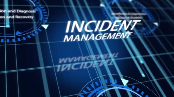 Incident Management Text Filmtitel Mit Digitalem Effekt Für Technologie Geschäftspräsentation — Stockvideo