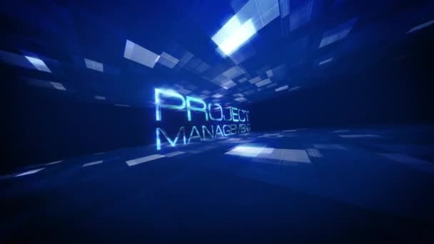 Project Management Tekst Wetenschapstechnologie Futuristische Filmische Titel Achtergrond Animatie Voor — Stockvideo
