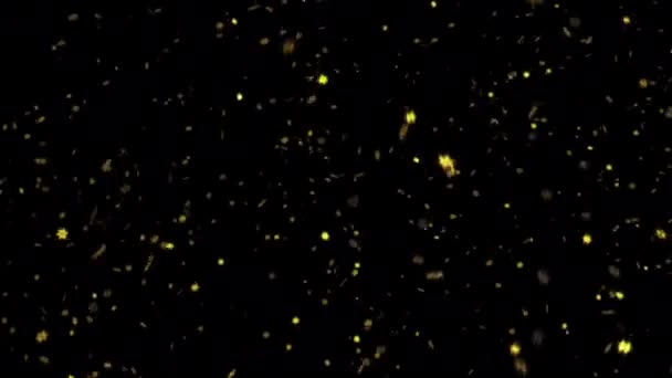 Schleife Nacht Sternenhimmel Mit Glühen Schneeflocken Oder Blinkende Sterne Fallen — Stockvideo