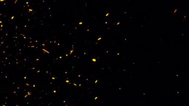 Soyut dikişsiz ateş parçacıkları projenizi kaplamak için yükselen kül kıvılcımları. Proje ekran örtüsü için alfa kanalı quicktime prores 444 ile izole edilmiş. 4K 3D kaotik hareket Alevli turuncu parlayan kor yanan 