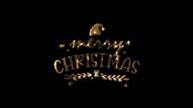 Soyut döngü altın parıltılı metin animasyonu. Siyah arka planda Mutlu Noeller animasyonu. Quicktime Apply prores 444 kullanarak alfa kanalı ile izole edilmiş şeffaf video canlandırma metni