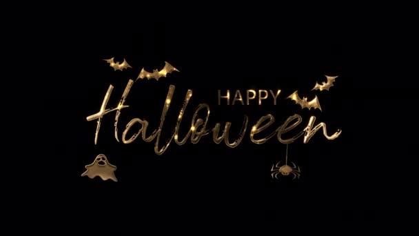 Lazo Abstracto Feliz Halloween Estrella Texto Dorado Brillo Efecto Parpadeo — Vídeos de Stock