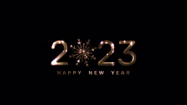 Abstract Gold Glittering Text Animation 2023 Happy New Year Glow — Stock Video