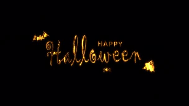 Streszczenie Pętli Happy Halloween Złoty Tekst Gwiazda Blask Migotanie Efekt — Wideo stockowe