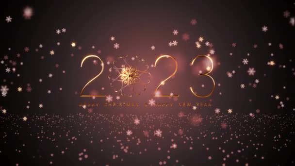 2023 Καλά Χριστούγεννα Και Ευτυχισμένο Νέο Έτος Χρυσό Κείμενο Ροή — Αρχείο Βίντεο