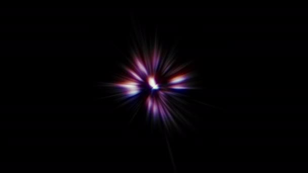 Абстрактний Центр Циклу Синій Фіолетовий Оптичний Лінза Спалахує Світлові Смуги — стокове відео