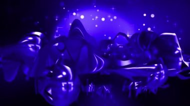 2023 nolu döngü Mutlu Yıllar mavi çarpık metin üzerinde yüzen bokeh işaret fişeği ışığı olan siyah zemin. 3 Boyutlu Sinema Başlığı Karavanı Canlandırması 