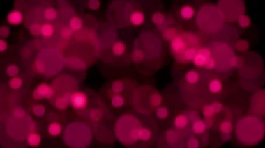 Soyut döngü pembe kırmızı bokeh parçacıkları siyah arkaplanda parlıyor. 4K 3 boyutlu kusursuz döngü pembe bokeh parçacıkları havada uçuşuyor.. 