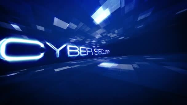 Cyber Sicherheit Text Science Technologie Futuristische Filmtitel Hintergrund Animation Für — Stockvideo