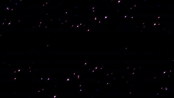 Абстрактная Петля Пыли Светящихся Звезд Течет Черном Фоне Бесшовная Трехмерная — стоковое видео