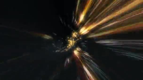 Διαστημική Πτήση Ταχύτητας Φωτός Υπερδιαστήματος Μέσα Από Φωτεινό Τρεμοπαίξιμο Της — Αρχείο Βίντεο