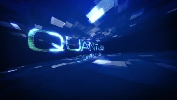 Kuantum Dönüşümlü Metin Bilimi Teknolojisi Fütüristik Boyutlu Sinematik Başlık Arkaplanı — Stok video