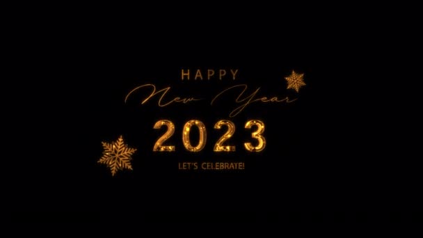 Abstraktes Gold Glitzernde Textanimation 2023 Frohes Neues Jahr Lasst Uns — Stockvideo