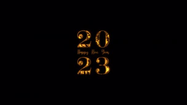 2023 Happy New Year Golden Text Light Motion Animation Element — Stock Video