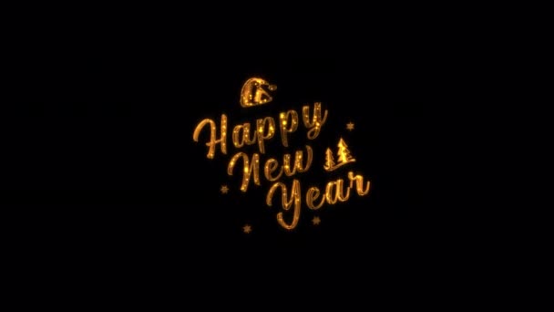 Abstraktní Zlatý Třpytivý Hvězdný Text Animace Happy New Year Černém — Stock video