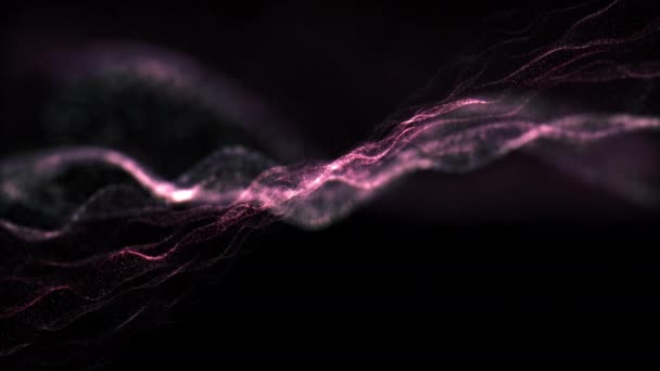 Абстрактная Анимация Блестит Розовыми Волнами Темноте Научно Технического Фона Движения — стоковое видео