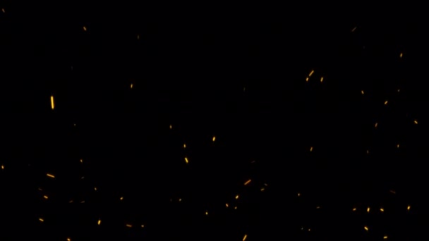 Петля Тече Вгору Світяться Помаранчеві Вогняні Частки Іскри Піднімаються Чорному — стокове відео