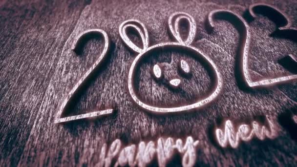 2023 Happy New Year Berkilauan Teks Dengan Kelinci Menghadapi Tekstur — Stok Video