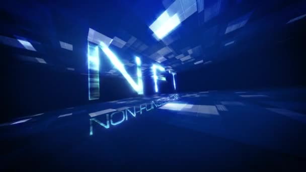 Nft Néon Texte Lumineux Science Technologie Futuriste Titre Cinématographique Fond — Video