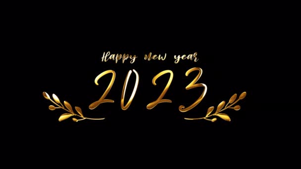 2023 Поздравляем Новым Годом Золотой Текст Эффектом Светового Элемента Анимации — стоковое видео