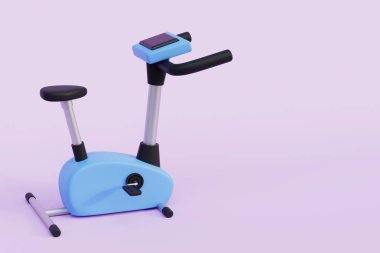 Modern fashionable iron blue exercise bike 3d illustration