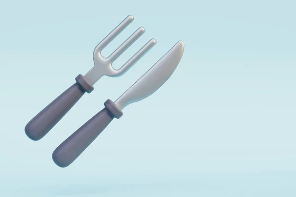 Silver Fork Knife Isolated Light Background Illustration Cutlery Silverware — Φωτογραφία Αρχείου