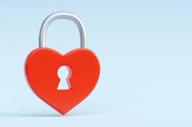 Heart shaped lock with keyhole. Valentine's Day love concept. 3D render