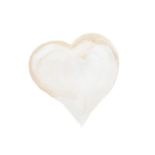 Acquerello dipinto a mano forma di cuore beige su uno sfondo bianco. Disegno per una cartolina a San Valentino, giorno del matrimonio. — Foto Stock
