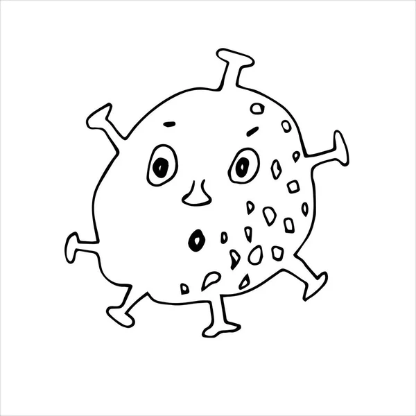 Virus Monstruo Pintado Dibujado Mano Corona Virus Dibujado Mano Divertido — Vector de stock