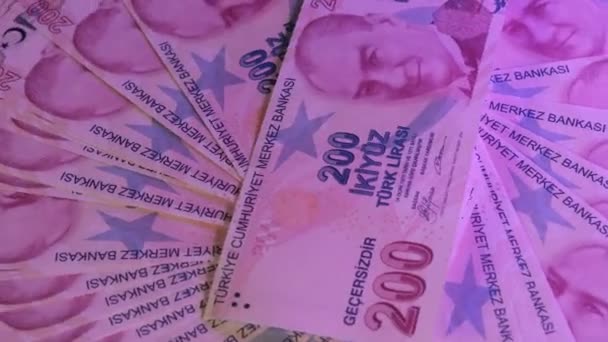 Lira točna, turecké liry zavřít otočný stůl — Stock video