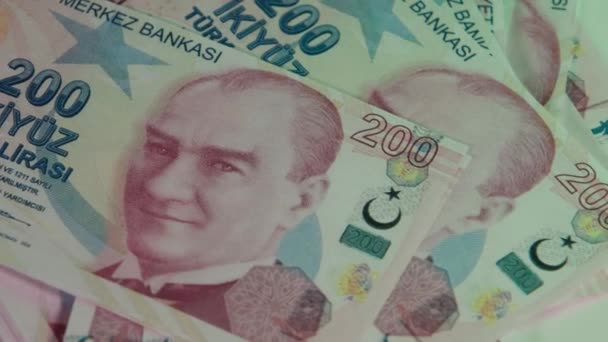 Турецкая лира, турецкая лира с Ататюрком в крупном плане — стоковое видео