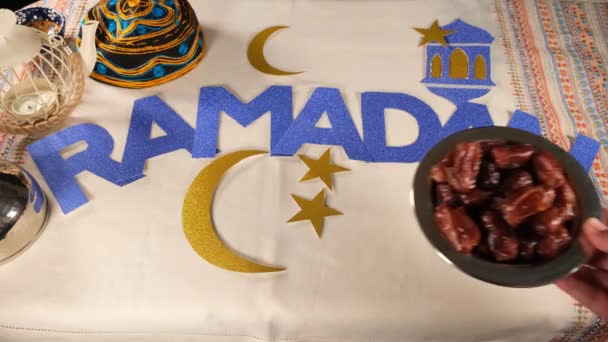 Ramadan and medjools — Stock Video