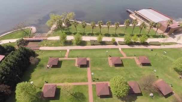 Aerial seaside park — стоковое видео