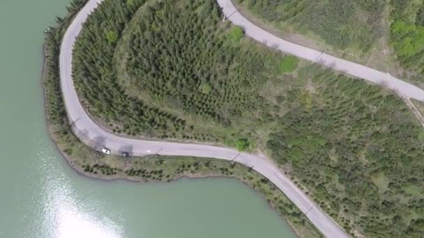 Aerial lakeside road — Video