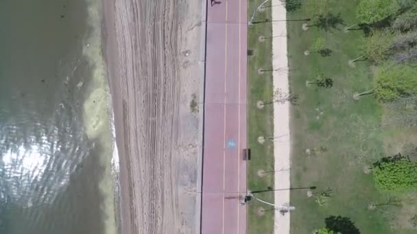 Aerial pollution sea and park — Stockvideo