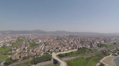 aerial cityscape tilt