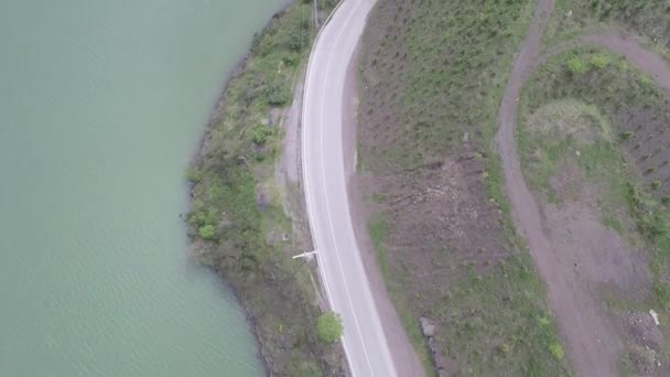 Aerial lake shore road — Vídeo de stock