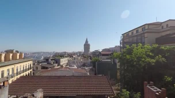 Wieża Galata Stambuł Widok Wieżę Galata Nachyleniem Powietrzu — Wideo stockowe