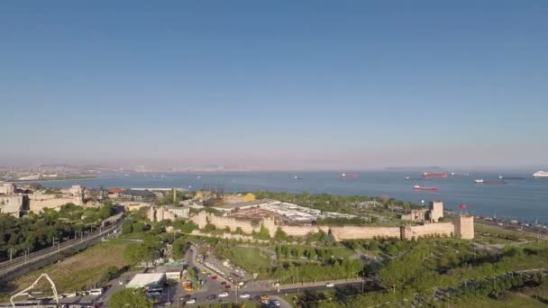 Muralhas Istanbul Muralhas Yedikule Nas Margens Mar Mármara Istambul — Vídeo de Stock