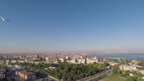 Byzantské Zdi Vzdušné Historické Byzantské Zdi Město — Stock video